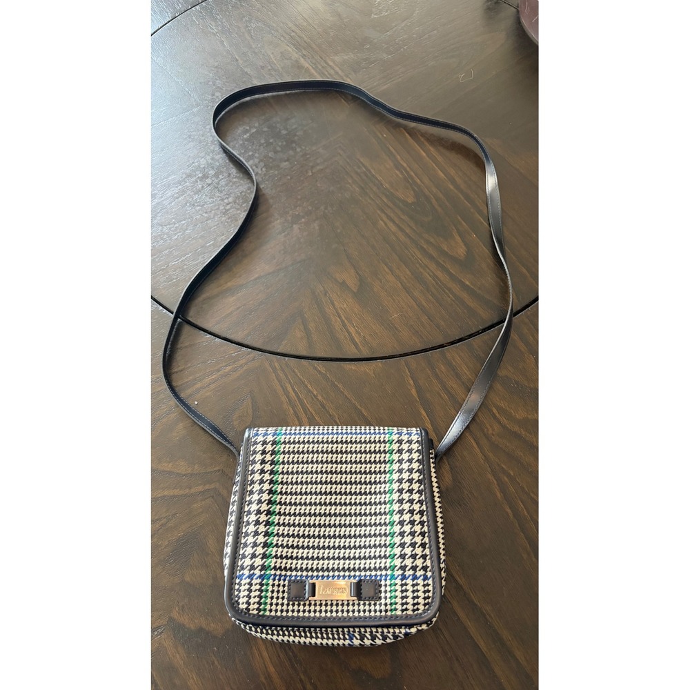 Lauren Ralph Lauren Crossbody Bag Womens Small Navy Multi Excellent Houndstooth